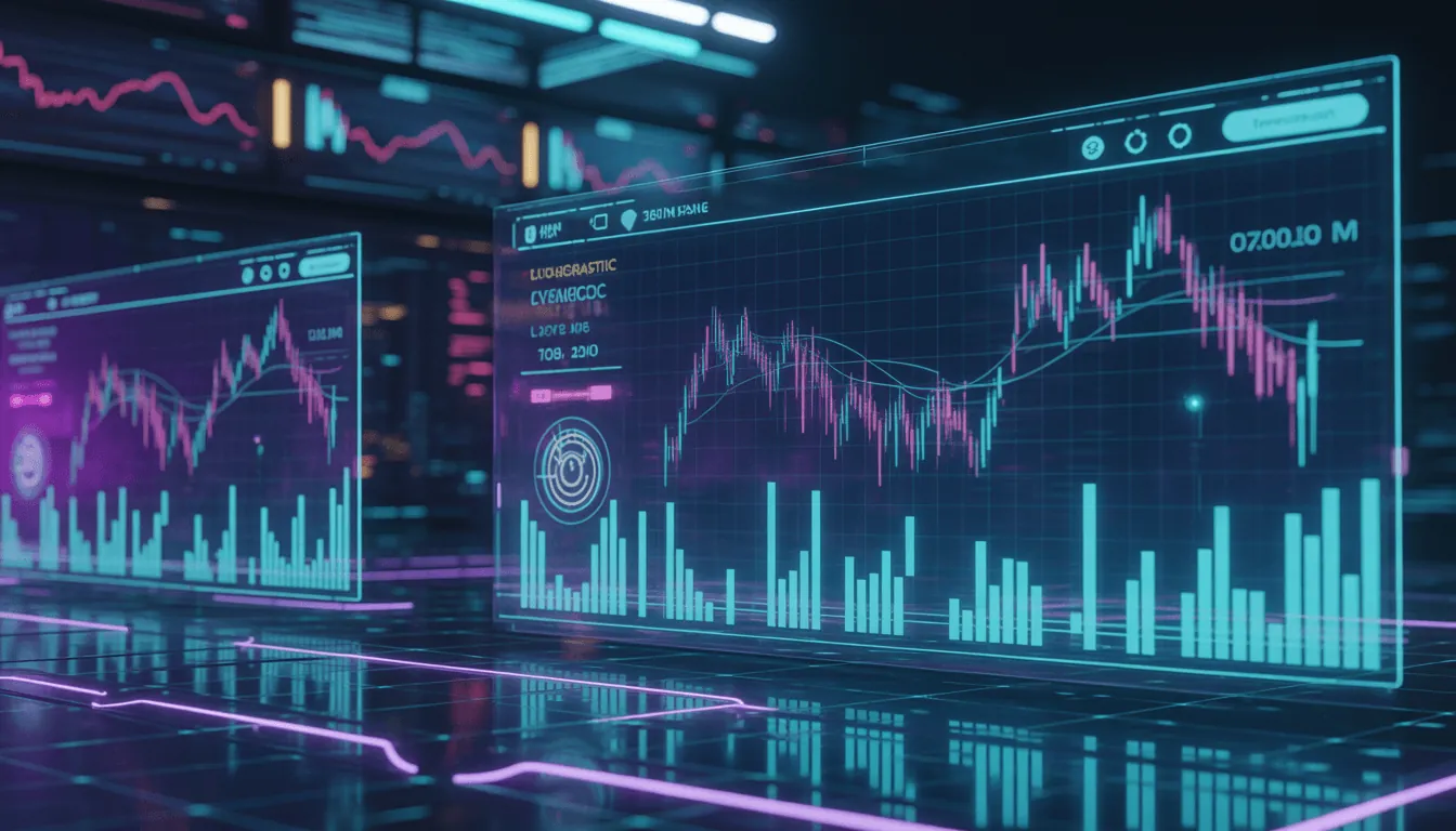 Interface estilizada de uma exchange descentralizada de contratos perpétuos com gráficos de negociação e o token HYPE em destaque
